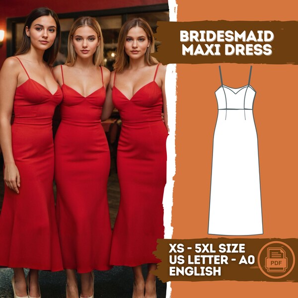 Slip Dress Sewing Pattern | Bridesmaid Dress Pattern | Cami Slip Dress Sewing Pattern | Gigi Dress Pattern | Women Dress Pattern