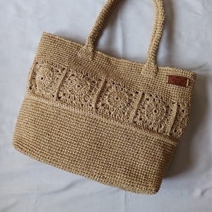 Sac de tous les jours fait main et crochet de plage, sacs à tricoter, sac en papier pour ficelle, sac en rapia, sac en fil de papier