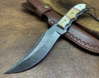 Beautiful Handmade Damascus Steel Full Tang Hunting Camping Collectable Best Gift NOS-605