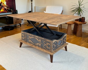 Extendable coffee table, Lift top coffee table, Rustic coffee table