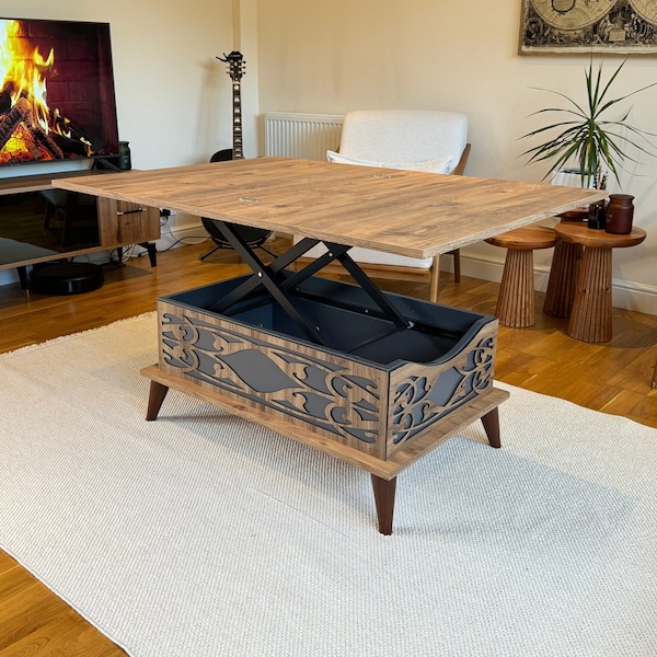 Extendable coffee table, Lift top coffee table, Rustic coffee table