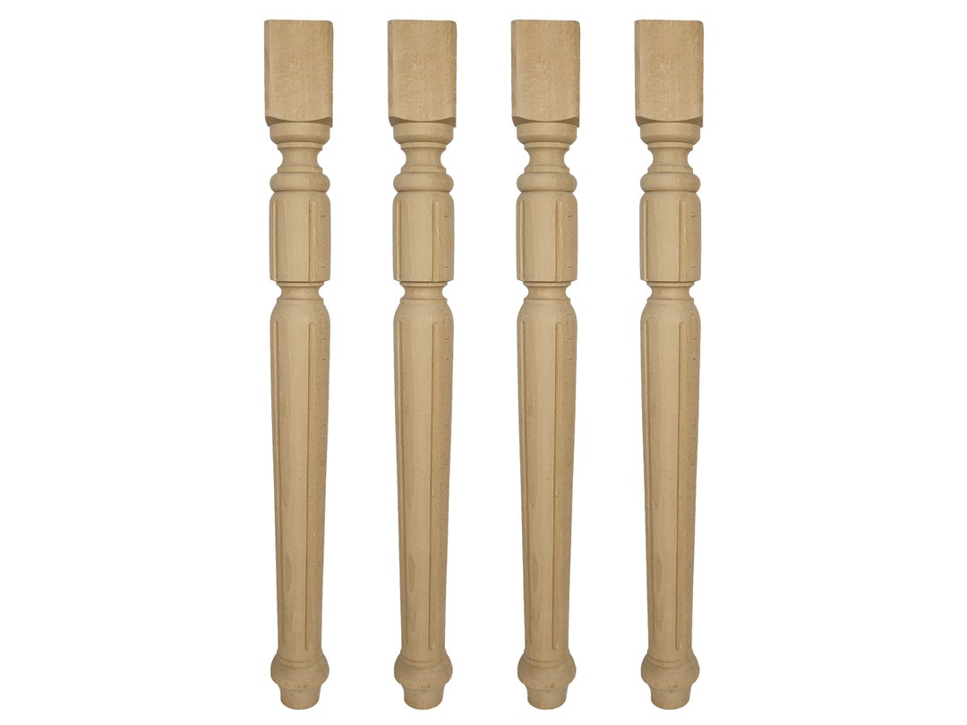 Set of 4 Wooden Table Legs, Desk Legs, Dining Table Legs, Turned Wood Legs, Furniture Legs