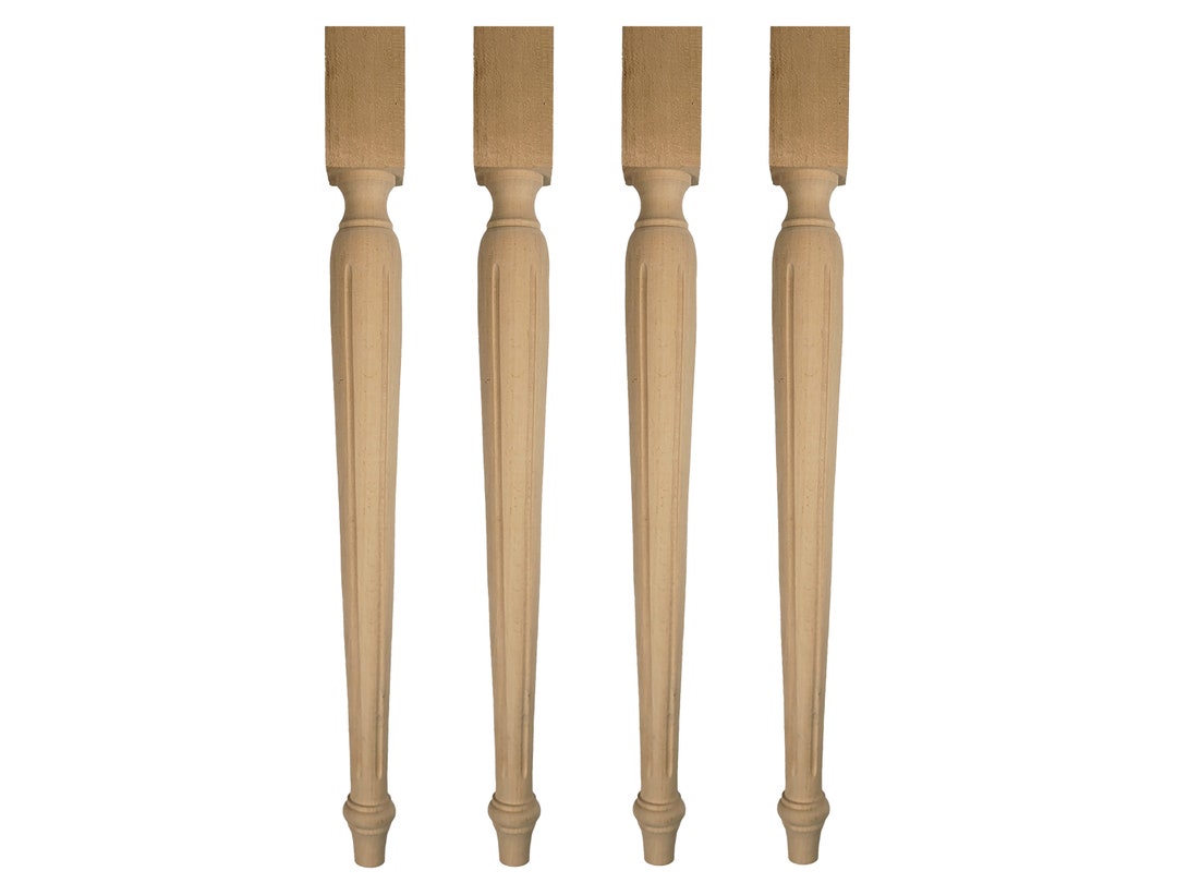Set of 4 Wooden Table Legs, Desk Legs, Dining Table Legs, Turned Wood Legs, Furniture Legs