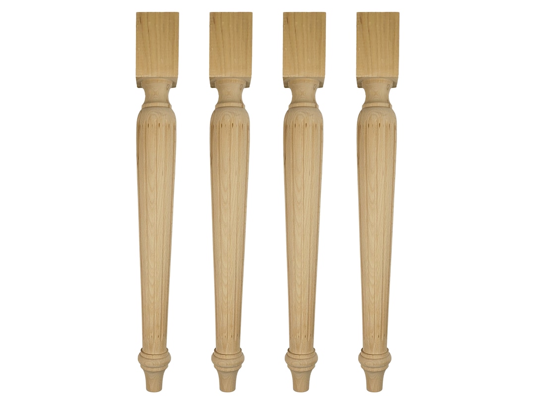 Set of 4 Wooden Table Legs, Desk Legs, Dining Table Legs, Turned Wood Legs, Furniture Legs