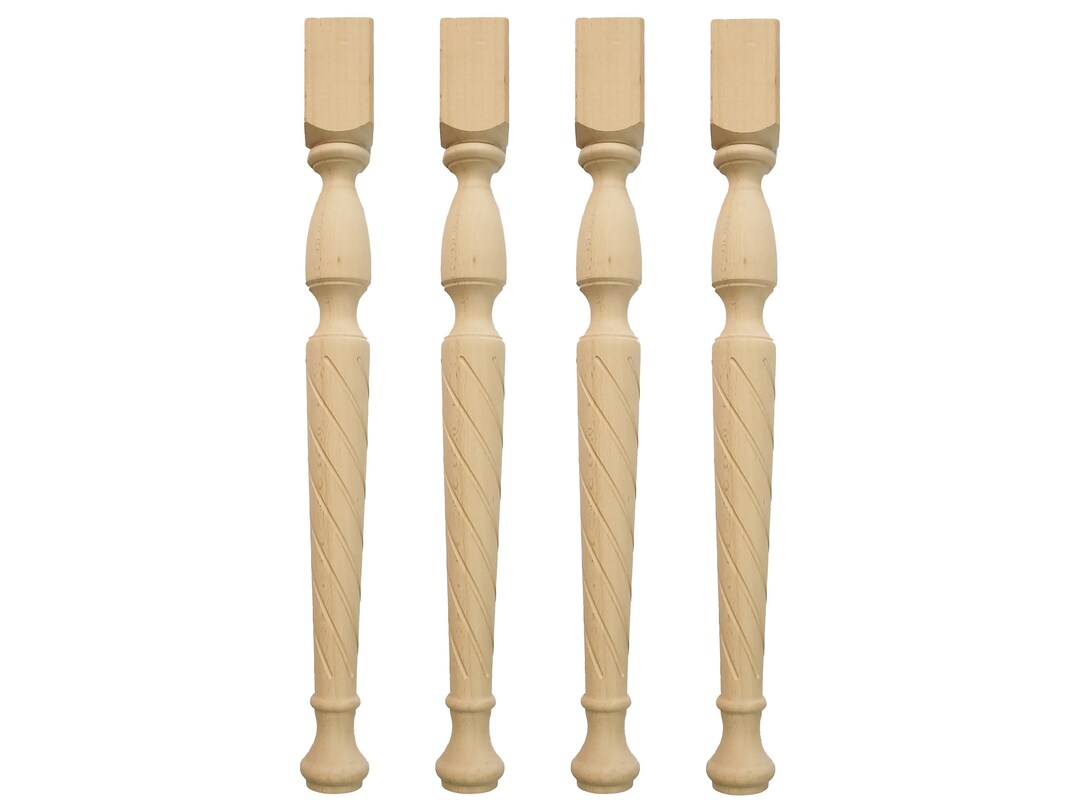 Set of 4 Wooden Table Legs, Desk Legs, Dining Table Legs, Turned Wood Legs, Furniture Legs