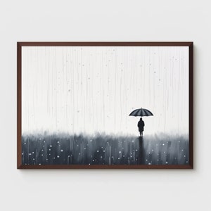 Minimalist Rain Print | Rain Art | Rain Illustration | Black And White Minimal Poster | Printable | Wall Decor | Digital Download