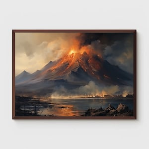 Volcano Art | Volcano Painting | Eruption Decor |  Molten Lava Decoration | Island | Nature | Printable | Wall Decor | Digital Download