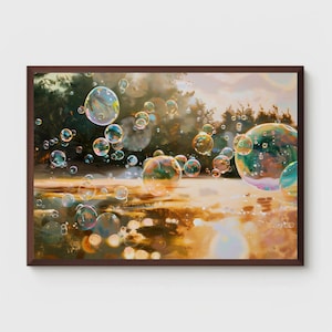 Bubbles Art | Playful Painting | Nature Poster | Cheerful Decoration | Bubble Canvas Print | Printable | Wall Decor | Digital Download