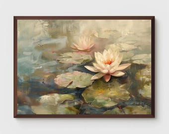 Seerosenblatt Kunst | Lotus Blumenmalerei | Naturansicht | Seerosenblatt Poster | Seerosen Dekoration | Druckbar | Wanddekoration | Digitaler Download