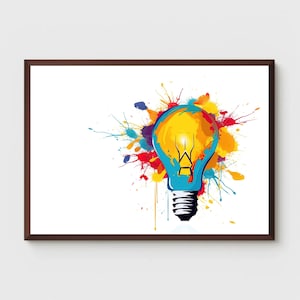 Arte de bombilla / Decoración de ideas / Cartel abstracto / Pintura inspiradora / Imprimible / Decoración de pared / Descarga digital