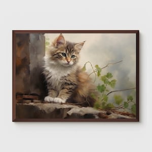 Kitty Print | Cute Cat Painting | Little Furball Decoration| Kitty Poster | Furry Friend | Printable| Wall Decor | Digital Download