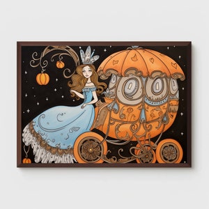 Cindarella Print | Fairy Tale Illustration | Fairytale Poster | Nursery Decor | Folk Art | Printable | Wall Decor | Digital Download