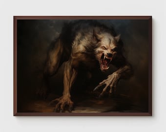 Werwolf Kunst | Lykanthrop Malerei | Monster Dekoration | Gruseliges Poster | Gruselig | Grauen | Dunkel | Druckbar | Wanddekoration | Digitaler Download