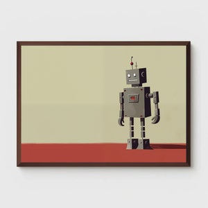 Robot Print | Minimal Robot Art | Nursery Wall Art | Mechanical Friend Poster | Kids Room Decor | Printable | Wall Decor | Digital Download