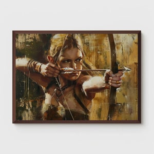 Elven Archer Art Print | Elf Archer Decoration | Fantasy Poster | Woman with Bow and Arrow | Printable | Wall Decor | Digital Download