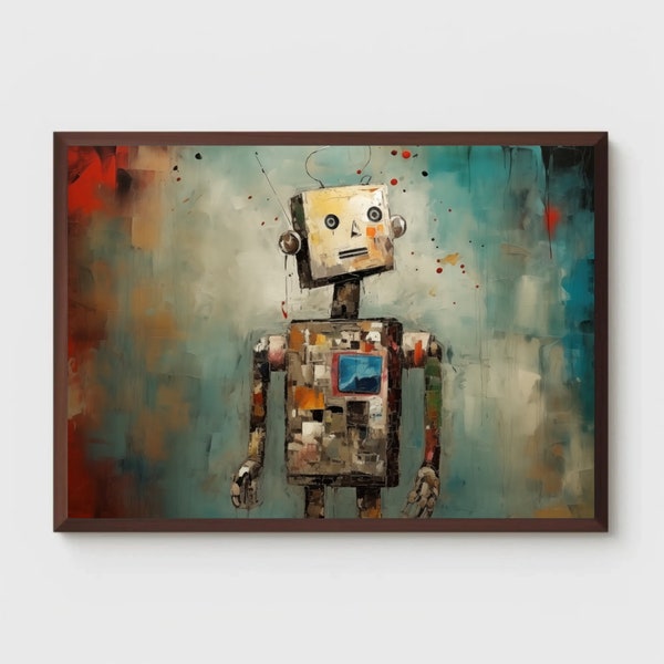 Robot Art | Robot Painting | Surreal Robot Decoration | Android Poster | Droid Wall Art | Printable | Wall Decor | Digital Download