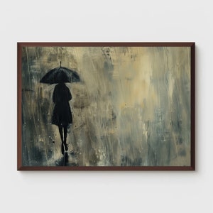 Minimalist Rain Print | Rain Art | Rain Painting | Grayscale Minimal Poster | Printable | Wall Decor | Digital Download