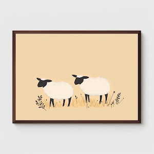 Sheep Print | Minimal Sheep Art | Flock Poster | Nursery Wall Art | Kid Room Decoration | Printable | Wall Decor | Digital Download