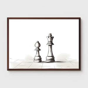 Chess Art Print | Chess Wall Art | Chess Poster | Home Art | King and Pawn Decoration | Gift | Printable | Wall Decor | Digital Download
