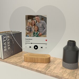 Customized Heart Shaped Song Plaque, Valentines Gift for Your Loved Ones, Anniversary Gift, Acrylic Music Plaque,  Unique Album Cover Art
