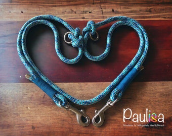 Tauleine, dog leash with stainless steel carabiners in blue