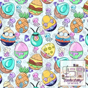 Sea Sponge | Bubble | Seamless Design | Repeating Pattern | Digital Artwork | Handdrawn Clipart | Children&#39;s Print | Kids | Character