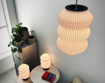 Set van 3 LAMPEN - 2x tafellampen + 1x hanglamp - Golvende lampen - Sfeerverlichting voor moderne woninginrichting - Slaapkamerverlichtingsset