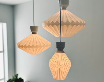 Set of 5 white lights - 3 pendant and 2 table lamps - Unique modern lighting - Scandinavian modern design - eco-friendly home decor - bio