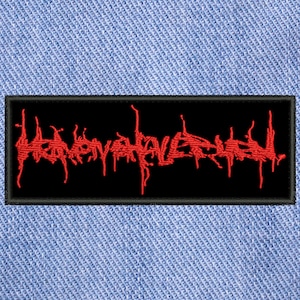 May include: Black embroidered patch with the word "REVENGE" in red dripping letters.