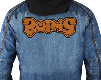 Boris-patch op de achterkant, geborduurde naaipatch.