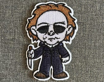 Michael Myers skräckfilm Halloween retro karaktär broderad applikationslapp stryk-på sy-på broderilapp