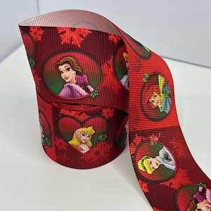Princess Belle Cinderella Ariel Jasmine Sleeping Beauty Snow White Christmas Character Grosgrain Craft Ribbon 1 Yard 40mm