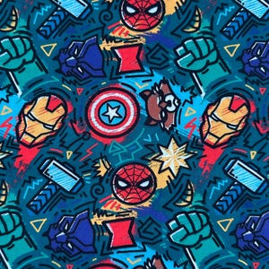 Superhero Avengers Captain America The Hulk Character Fabric | Sewing Quilting Craft | Poly Cotton 100% Cotton Fat Quarter Material