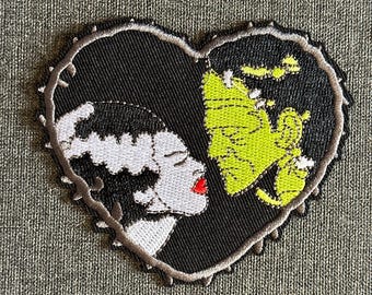 Frankenstein Monster & Bride Halloween Character Embroidered Applique Patch Iron On Sew On Embroidery Patch