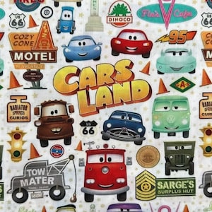 Cars Character Fabric | Sewing Quilting Craft | Poly Cotton 100% Cotton Fat Quarter