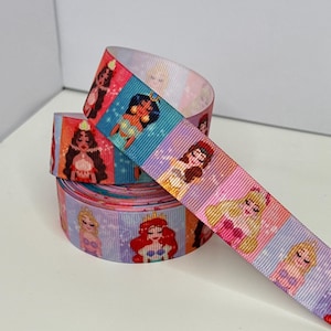 Princess Belle Cinderella Ariel Jasmine Sleeping Beauty Snow White Character Grosgrain Craft Ribbon 1 Yard 25mm