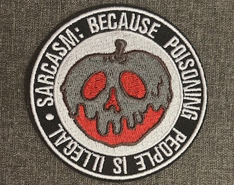 Aplikacja haftowana naszywka z motywem trującego jabłka, Królewny Śnieżki i złoczyńców z okazji Halloween, do przyszycia i prasowania