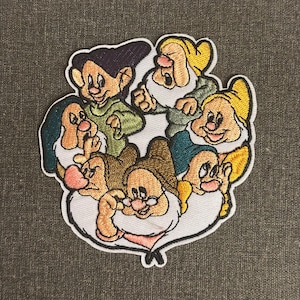 Sneeuwwitte dwergen geborduurde appliqué opstrijkbare borduurpatch