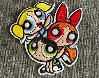 Powerpuff Girls 90’s Retro Character Embroidered Applique Patch Iron On Sew On Embroidery Patch