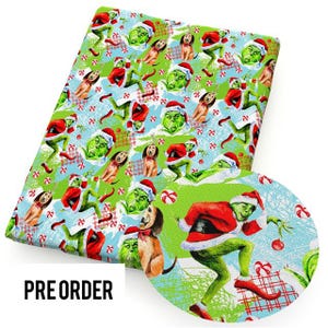 PRE ORDER - Christmas Grinch Character Fabric - Poly Cotton/100% Cotton/Bullet Fabric