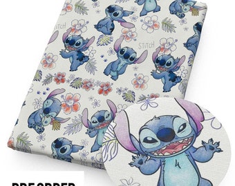 PRE ORDER - Stitch Hawaiian Character Fabric - Poly Cotton/100% Cotton/Bullet Fabric