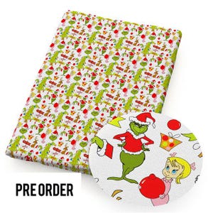 PRE ORDER - Christmas Grinch Character Fabric - Poly Cotton/100% Cotton/Bullet Fabric