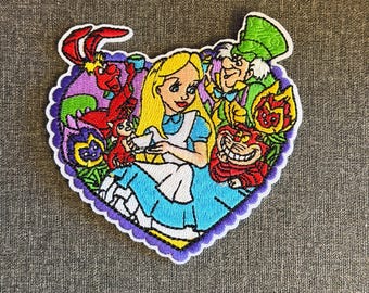 Alice im Wunderland Grinsekatze gestickte Applikation Patch Eisen auf Nähen auf Stickerei Patch