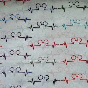 Mickey Mouse Heads Poly Cotton/100% Cotton Character Fabric Fat Quarter/Half Metre