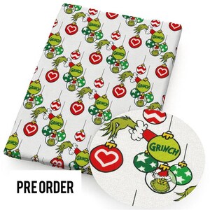 PRE ORDER - Christmas Grinch Character Fabric - Poly Cotton/100% Cotton/Bullet Fabric