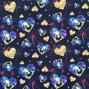 Jack Skellington Sally NBC Halloween Pumpkin Spooky Poly Cotton/100% Cotton Character Fabric Fat Quarter/Half Metre