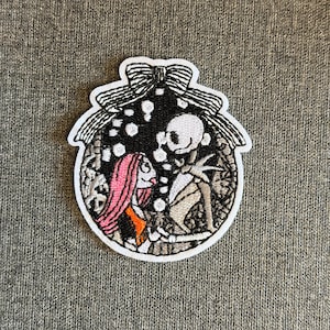 Nightmare Before Christmas Jack & Sally Halloween Character Embroidered Applique Patch Iron On Sew On Embroidery Patch