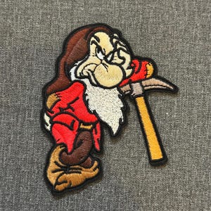Grumpy Dwarf Character Embroidered Applique Patch Iron On Sew On Emboidery Patch