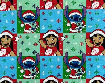 Christmas Santa Stitch Character Fabric Poly Cotton/100% Cotton Fat Quarter/Half Metre