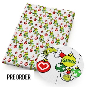 PRE ORDER - Christmas Grinch Character Fabric - Poly Cotton/100% Cotton/Bullet Fabric
